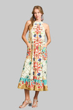 Bold Floral Print Halter Midi