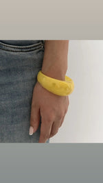 TEXTURED CUFF BANGLE- YELLOW