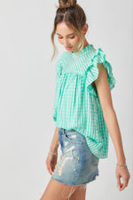 Mint Ruffle Sleeve Top