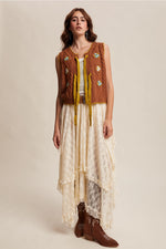 Pecan Bow-Tie Floral Knit Vest