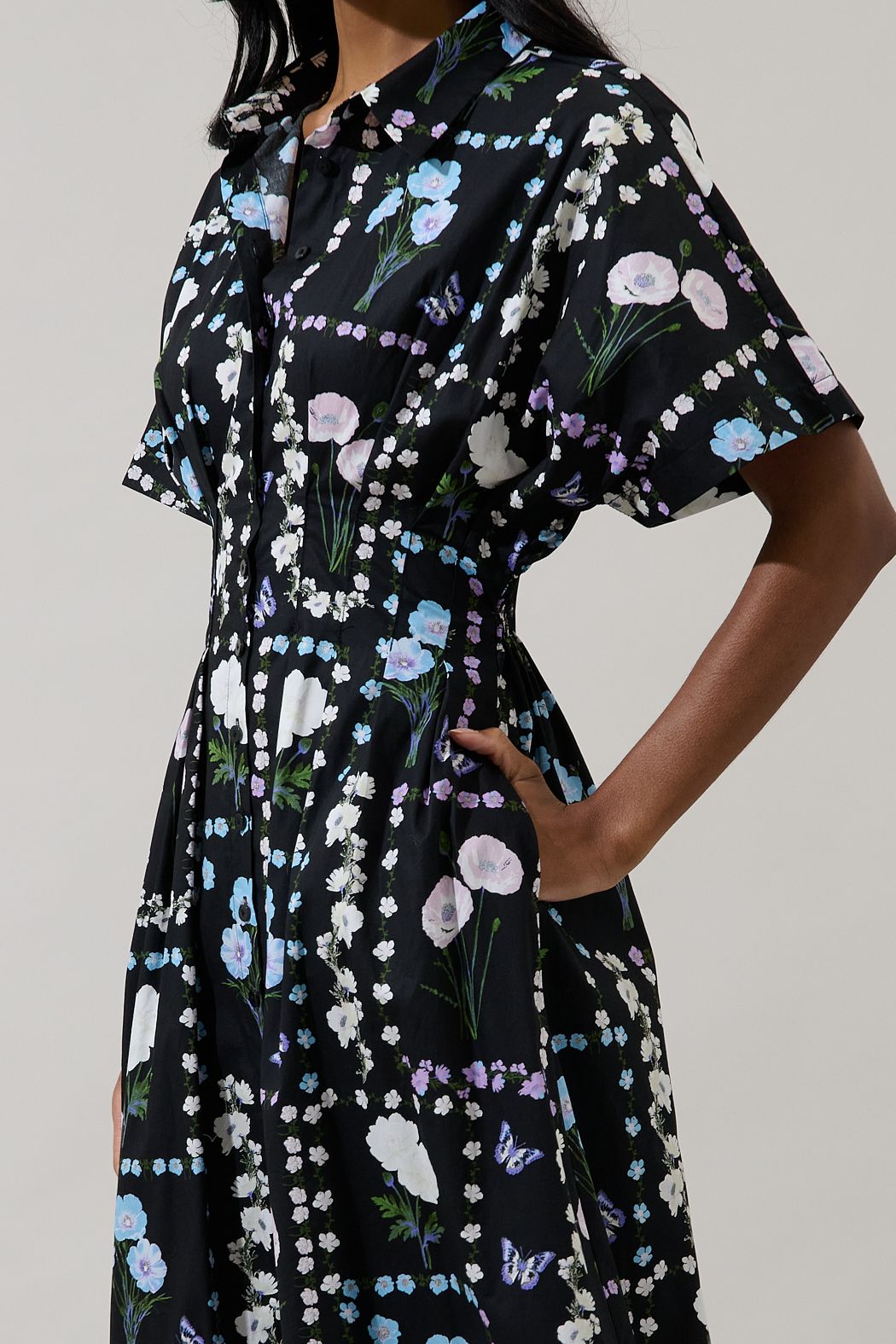 Wilderra Pleated Midi Dress Trevis Floral (XS-XL)