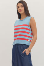 Blue and Red Entro Sweater Tank