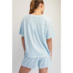 Blake Pigment Washed Cotton Shorts SET by Rae Mode- Light Blue
