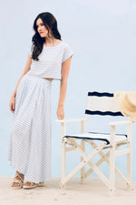 Bahama Blue and White Striped Maxi Skirt and Top SET