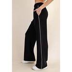 RAE MODE BUTTER SOFT PIPING STRAIGHT LEG PANT- BLACK/WHITE