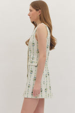 Alma Floral Print Button Down Mini with Flap Pocket Detail- Cream