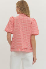 Dorothea Plaid Top with Button Detail