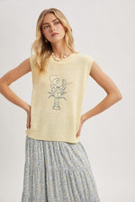 Saco Lobster Embroidered Sweater Vest- Butter/Navy