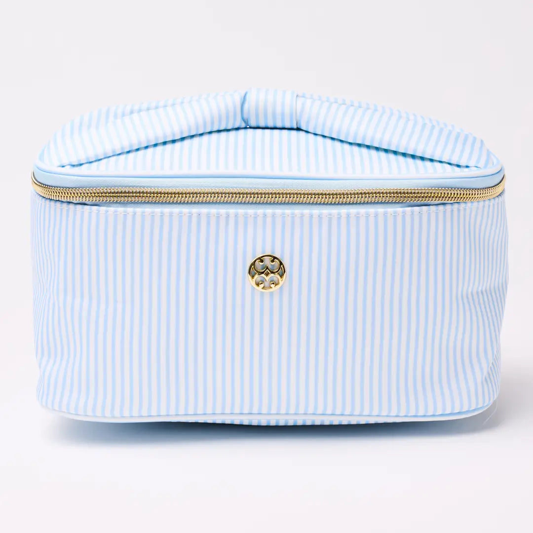 Kiss and Makeup Bag- Blue Stripe
