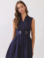 Delta Mini Dress with Removable Belt - Navy