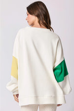 Knit Colorblock Oversized Swearshirt