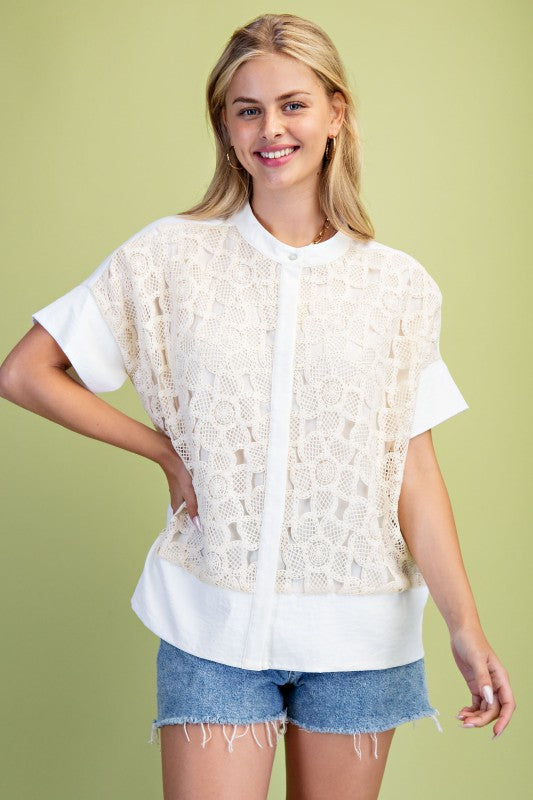 Gracen Crochet Lace Detail Top