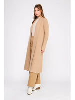 Soft Waffle Long Cardigan- Camel