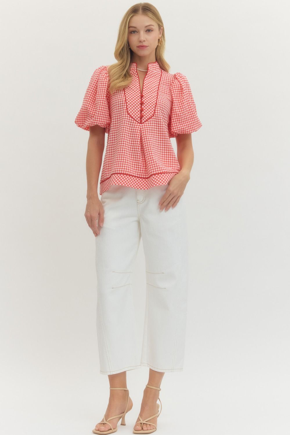 Dorothea Plaid Top with Button Detail