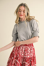 Ruffle Trim Puff Sleeve Sweater