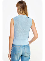 RIBBED DOUBLE POCKET SWEATER VEST