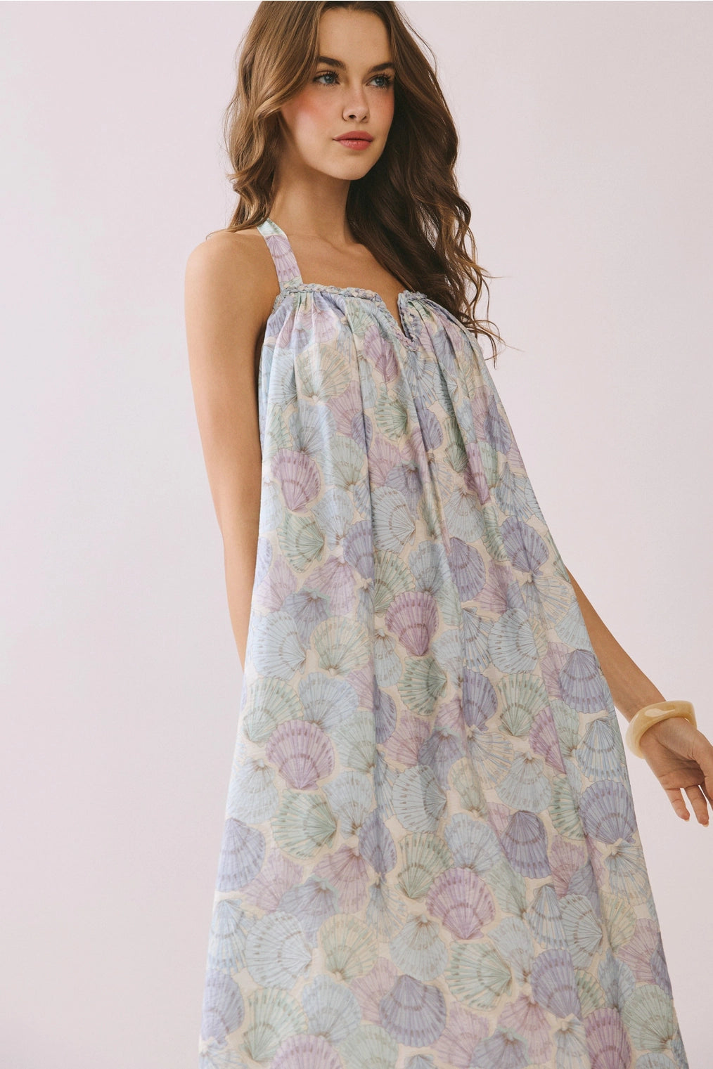 Valen Seashell Open Back Halter Maxi