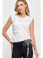 Sable Ruching Detail Sleeveless Top** Black or White