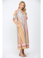 Patchwork Print Kaftan Style Dress By FATE