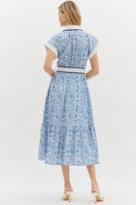 Savannah Floral Midi with Contrast Binding, Tie Waist and Side Pocket