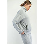 Rae Mode Butter Soft Quarter Zip Funnel Neck Pullover-H. Grey