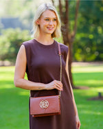 Cecilia Circle Logo Handbag Saddle by Caroline Hill
