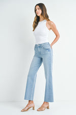 Slim Palazzo With Scissor Cut Hem by Just Black Denim- Light Wash
