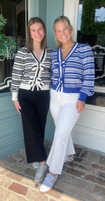 Striped Bow Detail Sweater - Blue Stripe or Black Stripe