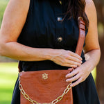 Ariana Crossbody Croc Pattern Saddle by Caroline Hill