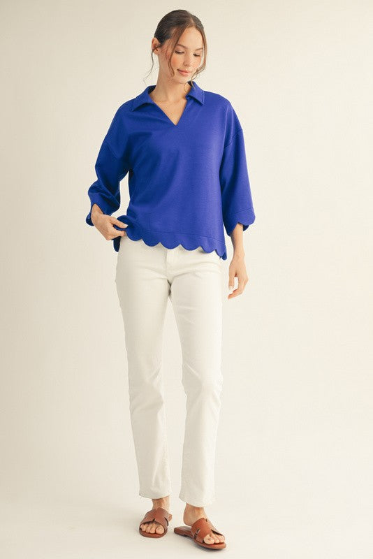Bella Soft Scallop Edge Top - Royal