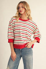 Whitt Striped Knit Top- Red/Black