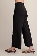 Colette Cropped Wide-Leg Stretch Pant- Black