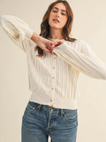 Soft Ribbed Cardigan -Cream