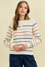 Striped Henley Sweater Top