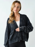 Solstice Mineral Washed Cardigan*Available in Washed Black or Halogen Blue