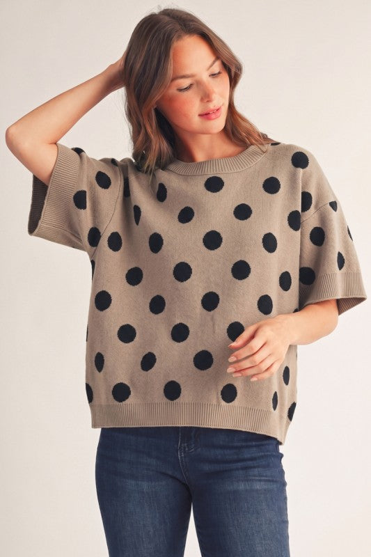 Illa Polka Dot Sweater - Taupe