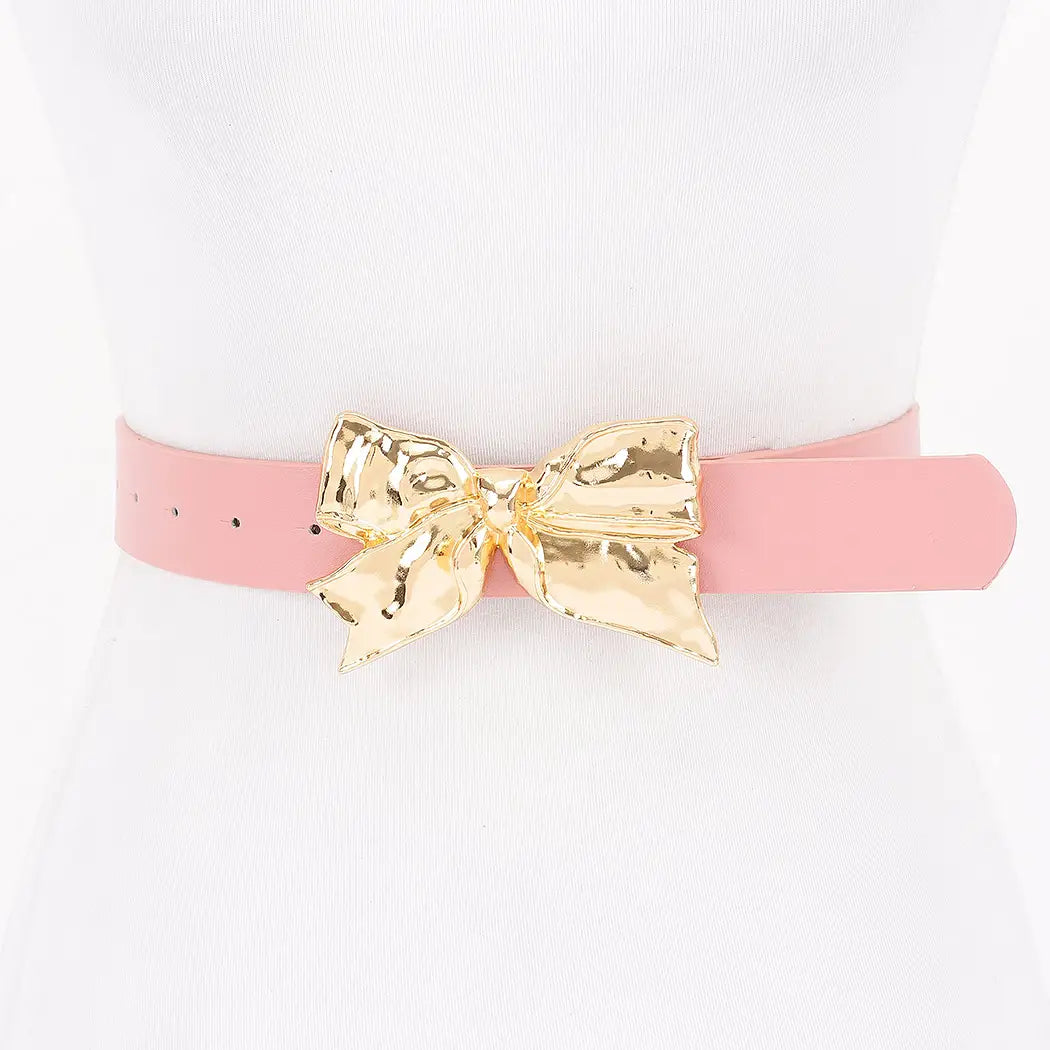 Gold Ribbon Buckle Belt -Pink 🩷 Red ❤️ or Black🖤