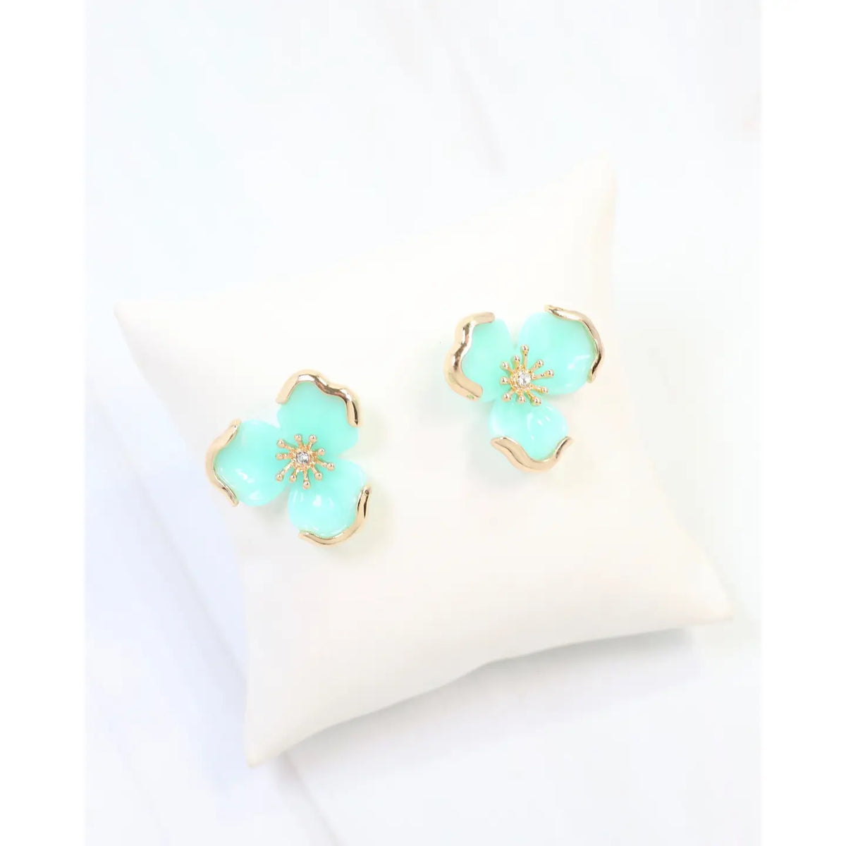 Eveleth Flower Post Earring Aqua