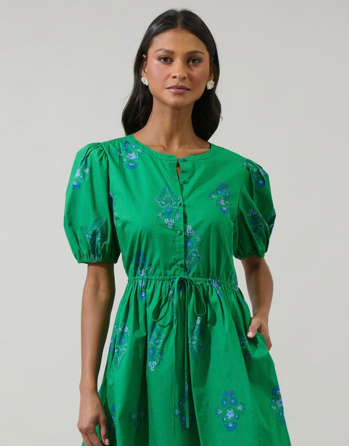 HALINA FLORAL ALBA SLEEVE MINI DRESS
