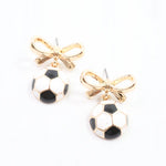 Sporty Gold Bow Soccer Earrings