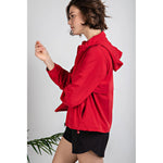Stretch Woven Zip Up Hooded Jacket