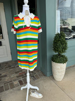 STRIPED SWEATER DRESS WITH DETAILED COLLAR