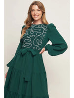 HUNTER GREEN TIERED MAXI WITH TIE WASIT