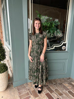 Ruffle Cap Sleeve Maxi Dress