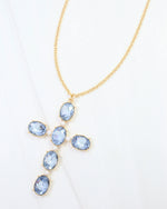 Gregory Glass Stone Cross Necklace -Sapphire