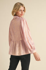 PINK FOIL BOW DETAIL TOP