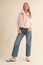 Soft Pink Sherpa Collared Vest