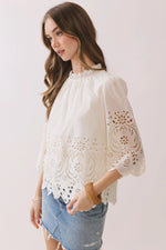 Mabel Floral Eyelet Embroidery Detail Top