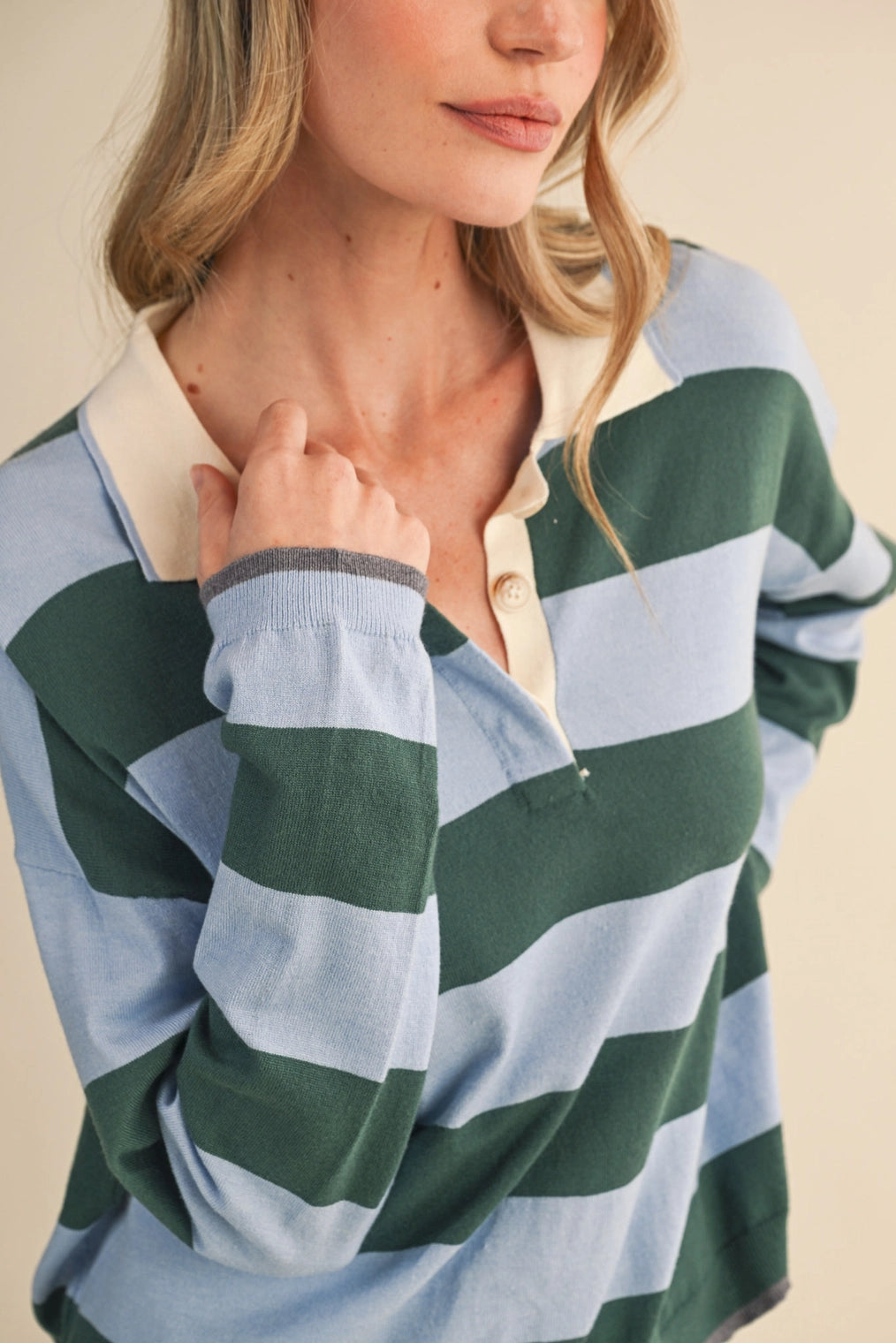 Striped Rugby Sweater- Blue/Green