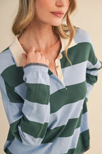 Striped Rugby Sweater- Blue/Green